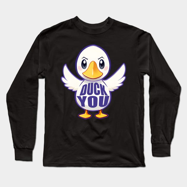 Cute Cartoon Duck Long Sleeve T-Shirt by PorinArt